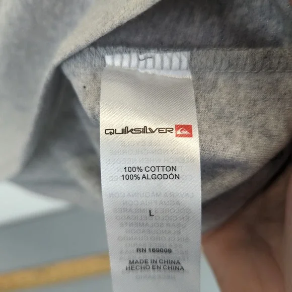 Quiksilver Mens T-Shirt Tee Mens L Heather Gray Surf Beach Graphic Short Sleeve - Picture 7 of 12